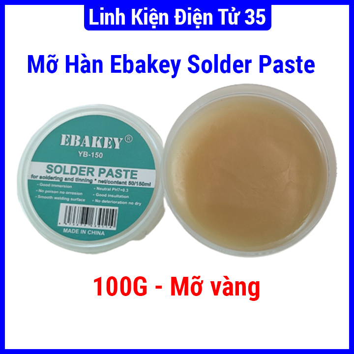 Mỡ hàn Ebakey Solder Paste 100g, làm từ bột hàn, nhựa thông, giảm nhiệt độ nóng chảy, tạo mối hàn bóng đẹp