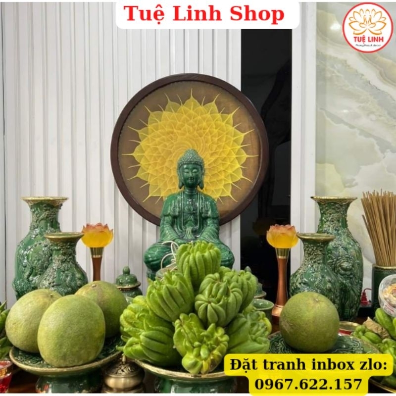 Tranh Lá Bồ Đề xếp Mandala vuông và tròn nhiều kích thước