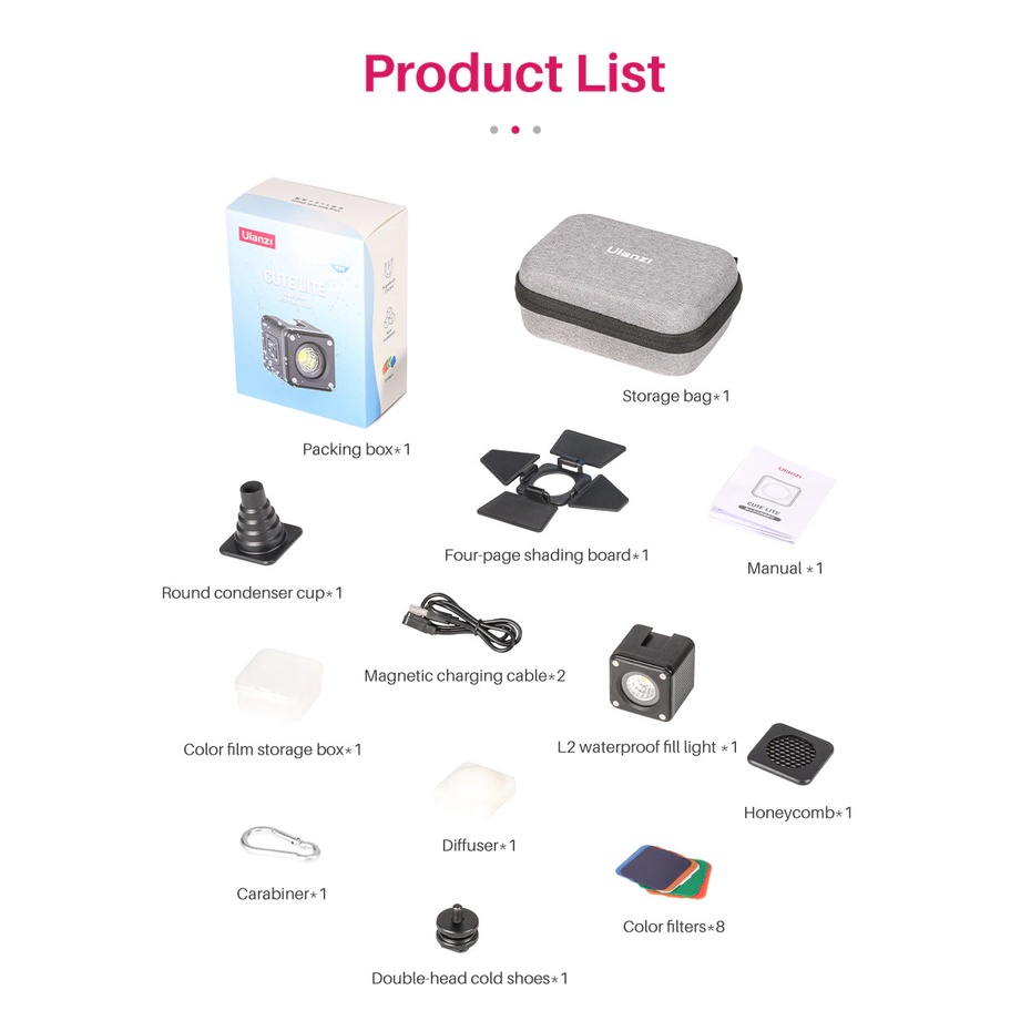 ULANZI L2  - Đèn LED Mini Chống Thấm Nước - Hàng Chính Hãng