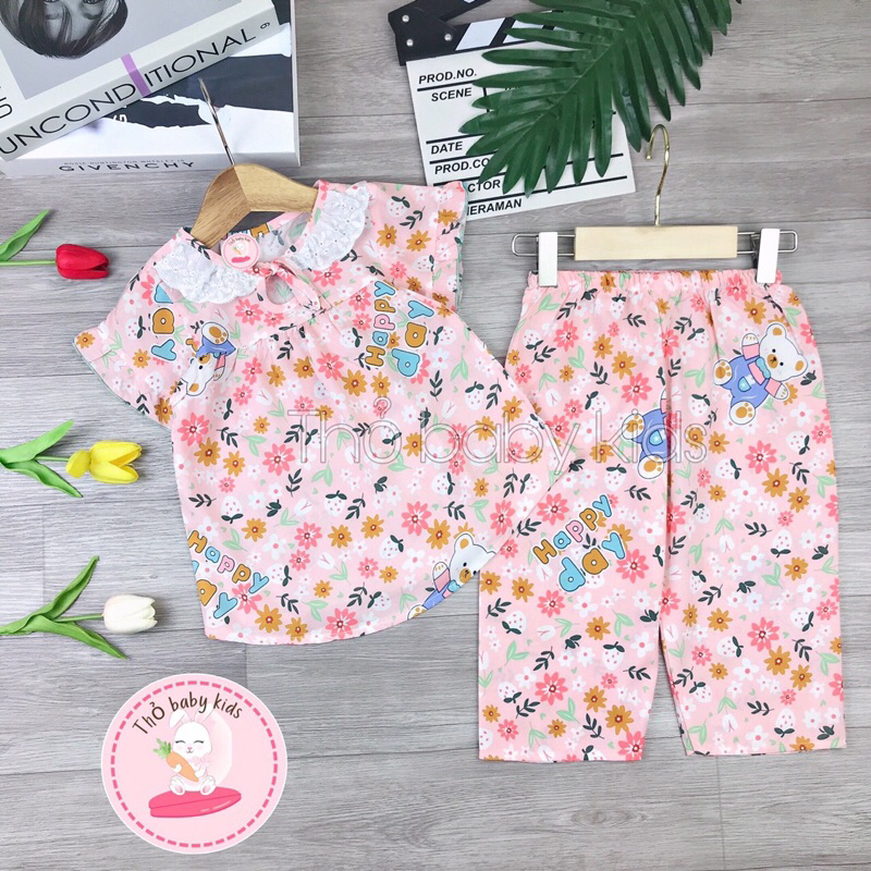 Bộ lanh/ tole bé gái tay ngắn quần dài shop Thỏ baby kids