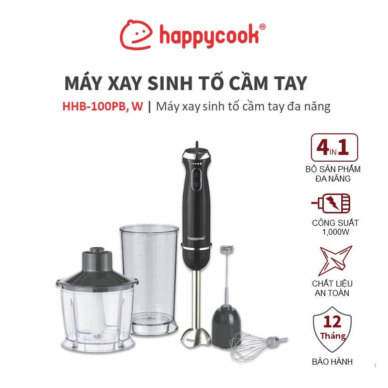 Máy xay sinh tố cầm tay đa năng Happy Cook HHB-100PB