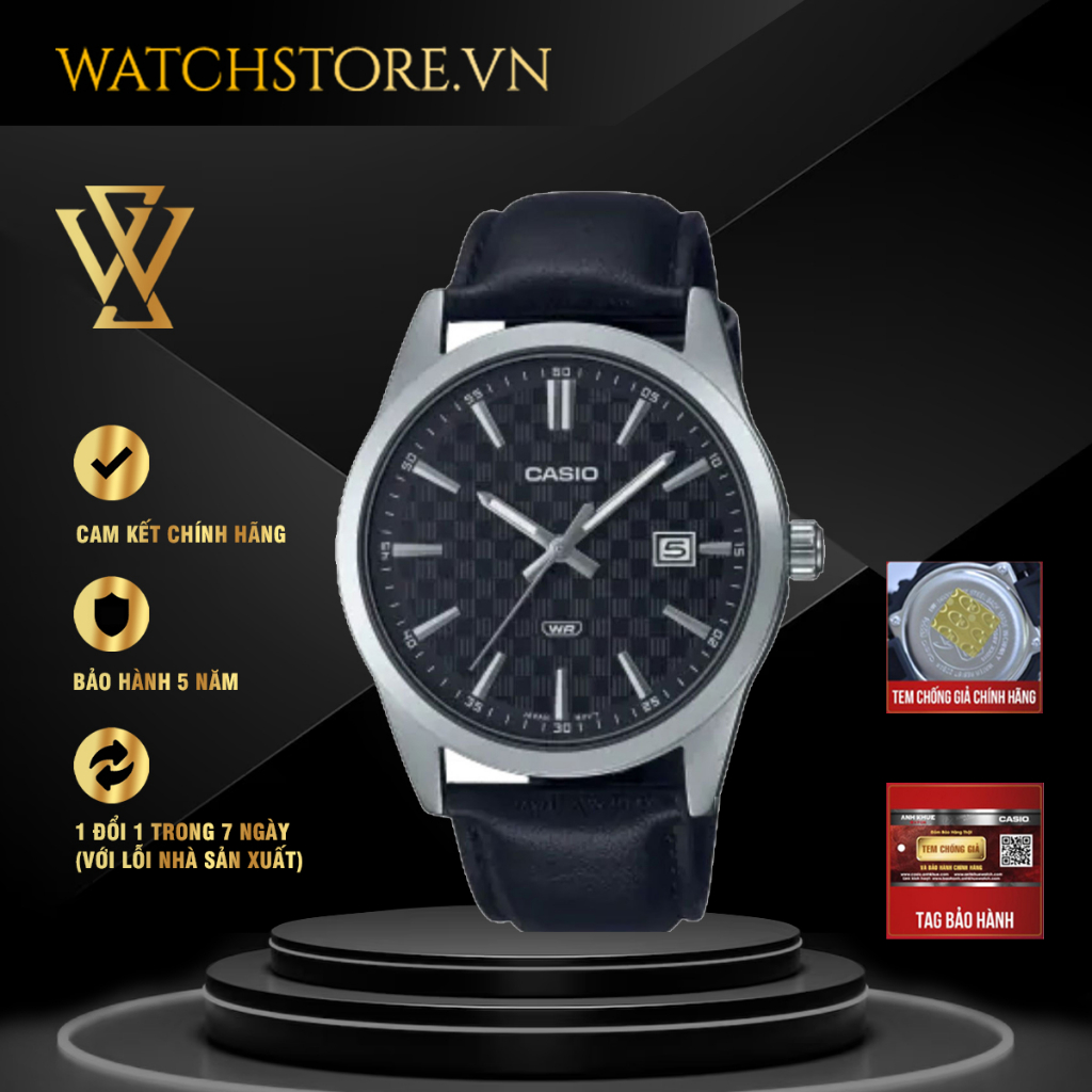 Đồng Hồ Quartz Nam Casio WATCHSTORE MTP-VD03L-1AUDF Thiết Kế Kính Khoáng 41mm, Dây Da, Vỏ Thép Không Gỉ