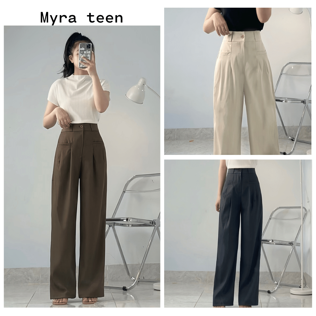 Quần suông dáng dài có hai túi ngang chất Ruby Myra.teen Quansuong258 P1/K10.11