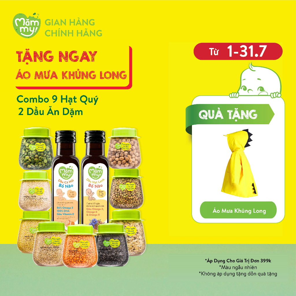 Set 11, Combo 9 loại hạt quý hữu cơ và 2 Dầu ăn dặm bổ não Cá Hồi, Dầu Hạt Lanh Mămmy bổ sung DHA, Omega 3