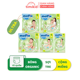 Tã/Bỉm Quần Molfix Ultra M76/L68/XL62/XXL56 Lớp Thấm Hút Sợi Tre Tự Nhiên Và Bông Organic