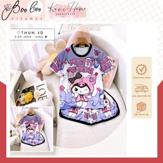 Đồ mặc nhà boo thun cotton hoạt hình thun in 3d