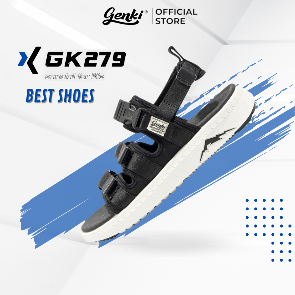 Giày Sandal Nam Nữ Quai Ngang Màu Đen Kiểu Dáng Thể Thao Trẻ Trung Hàng Chính Hãng Genki Streetstyle GK279