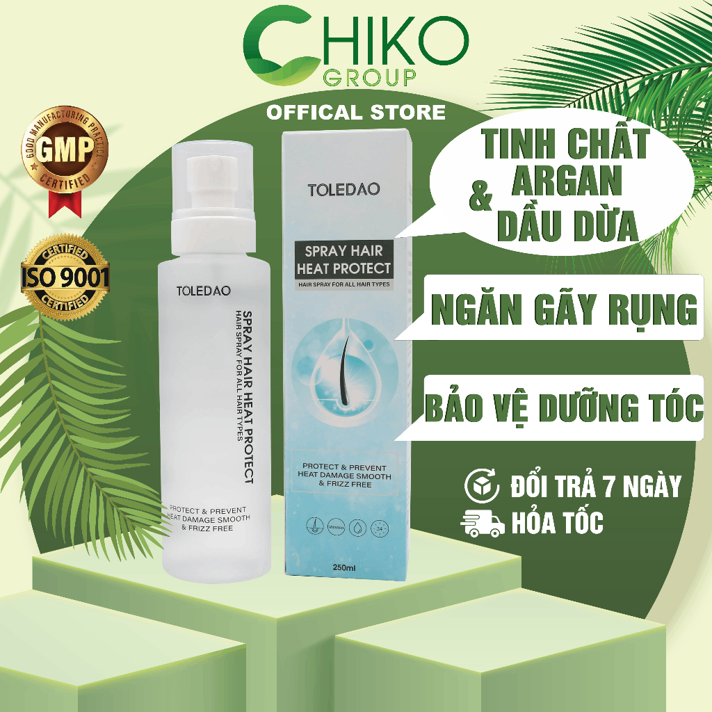Xịt dưỡng tóc CHIKO TOLEDAO Spray Hair Heat Protect 250ml
