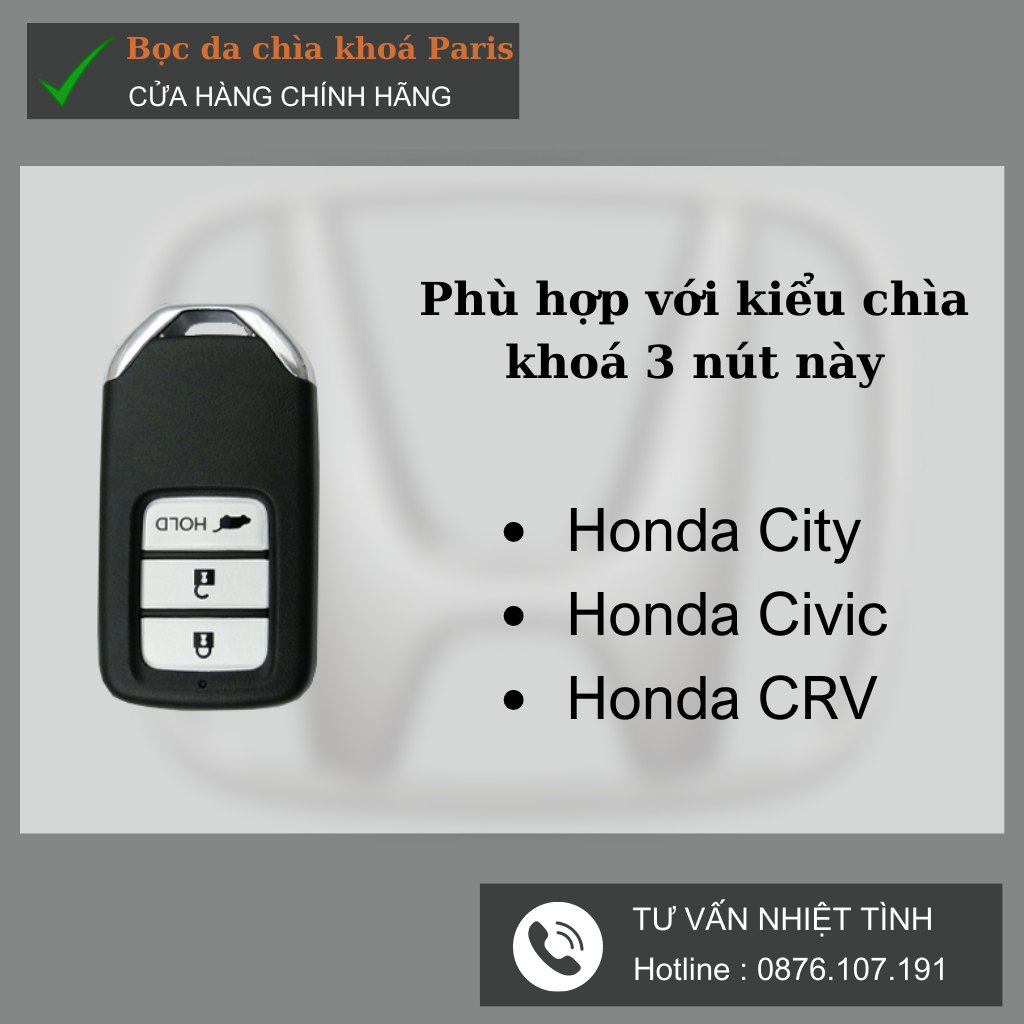 Bọc chìa khoá Honda City,Civic,Crv  sang trọng,bao da ốp chìa khoá ô tô hyundai da thật trẻ trung