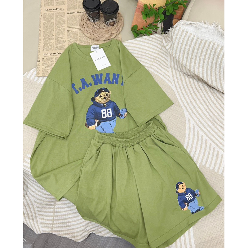 Sét bộ thun quần short áo form rộng cotton khô thoáng mát.