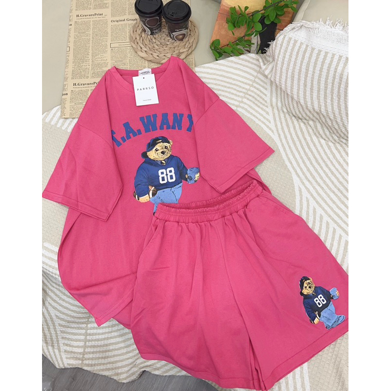 Sét bộ thun quần short áo form rộng cotton khô thoáng mát.