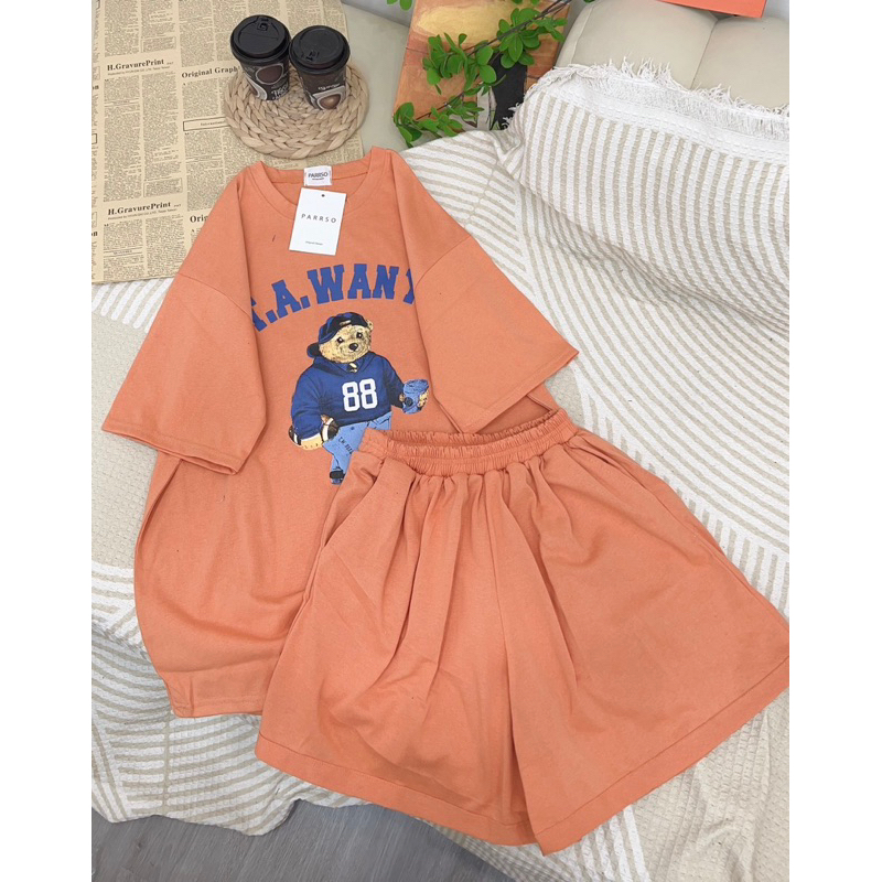 Sét bộ thun quần short áo form rộng cotton khô thoáng mát.