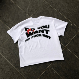 Áo thun boxy/oversize trắng đen nam nữ cổ tròn cotton 250gsm "do you want..." trapper club
