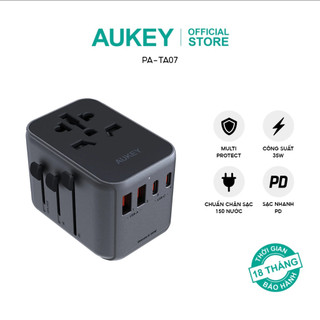 Củ sạc aukey pa-ta07a-gra, sạc nhanh pd 35w, nhiều cổng đa năng