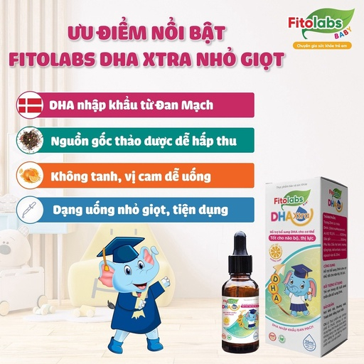 Siro bổ sung DHA nhỏ giọt cho bé Fitolabs DHA Xtra, lọ 25ml