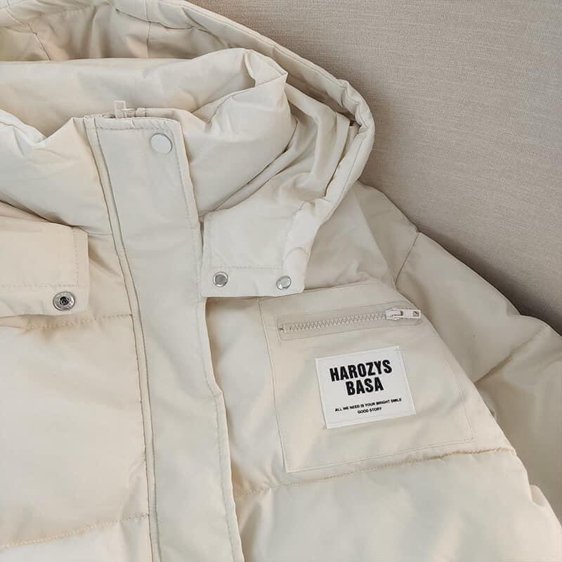 Áo khoác phao nữ có mũ Đen Be Xanh Hồng hàng QC