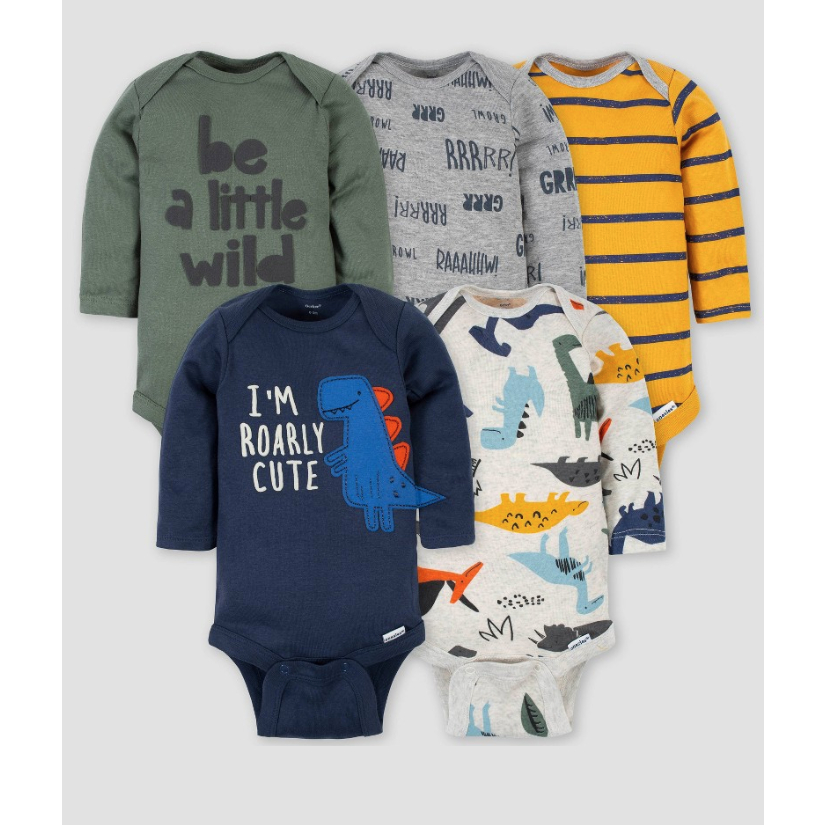 Combo 5 bodysuit tay dài cho bé trai, bé gái hàng xuất dư