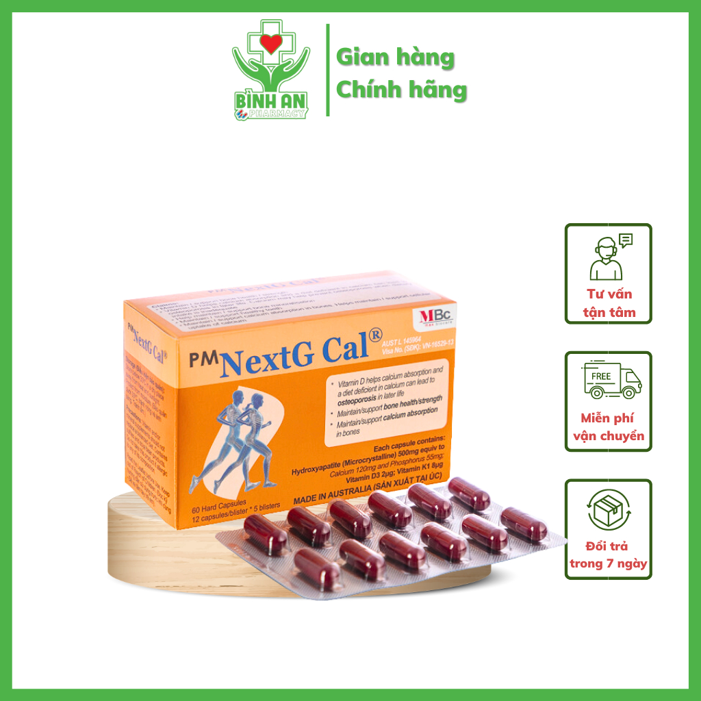 NextG Cal, bổ sung canxi cho trẻ và ngăn ngừa loãng xương ở phụ nữ có thai, sau mãn kinh - 12 vỉ x 5 viên - NT Bình An