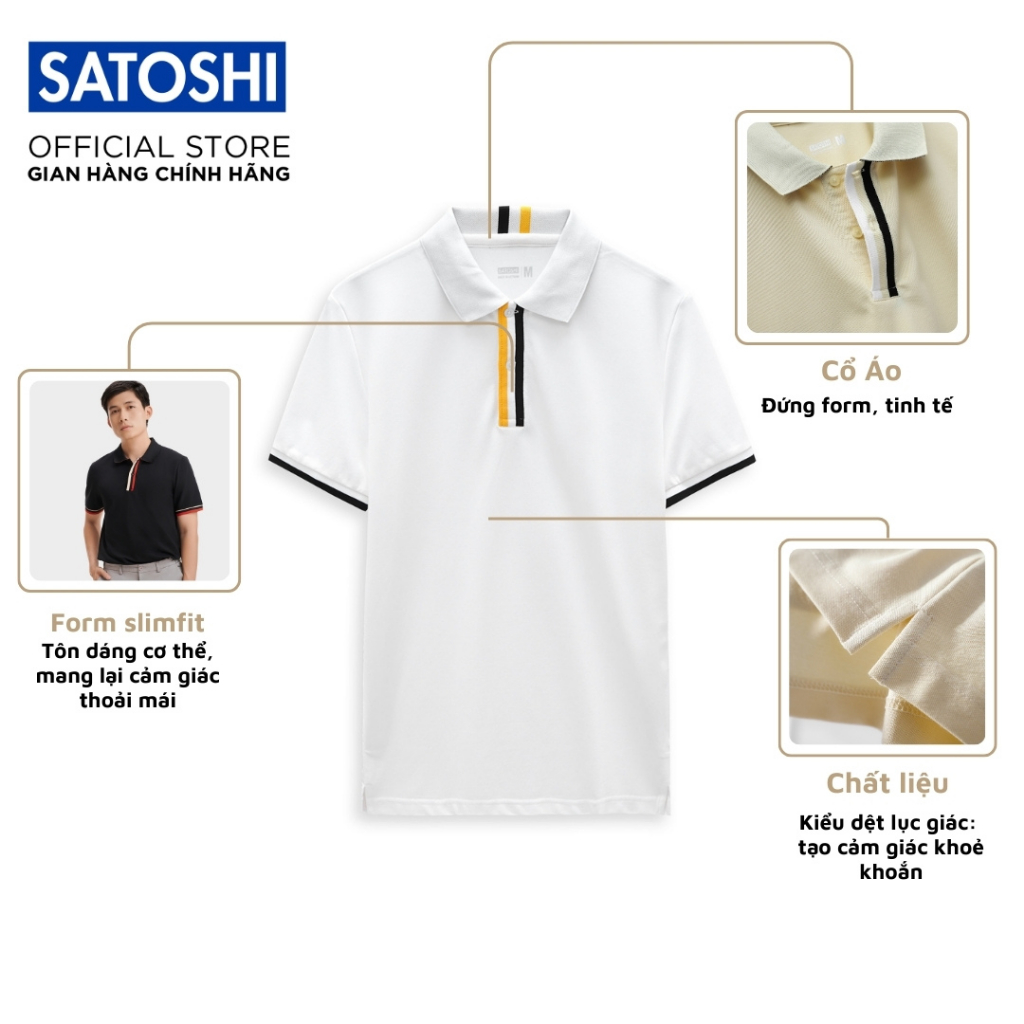 Áo Polo Satoshi Micro Pique SAPL83 phối màu có cổ tay ngắn lịch sự, sang trọng