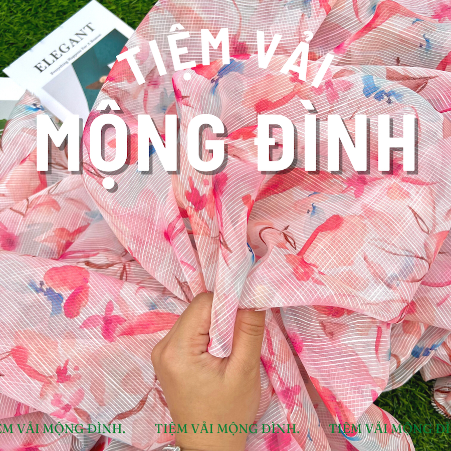 Voan Voan Vân Sọc Nổi Chất Đứng Phồng Màu Hồng Rất Dễ Thương
