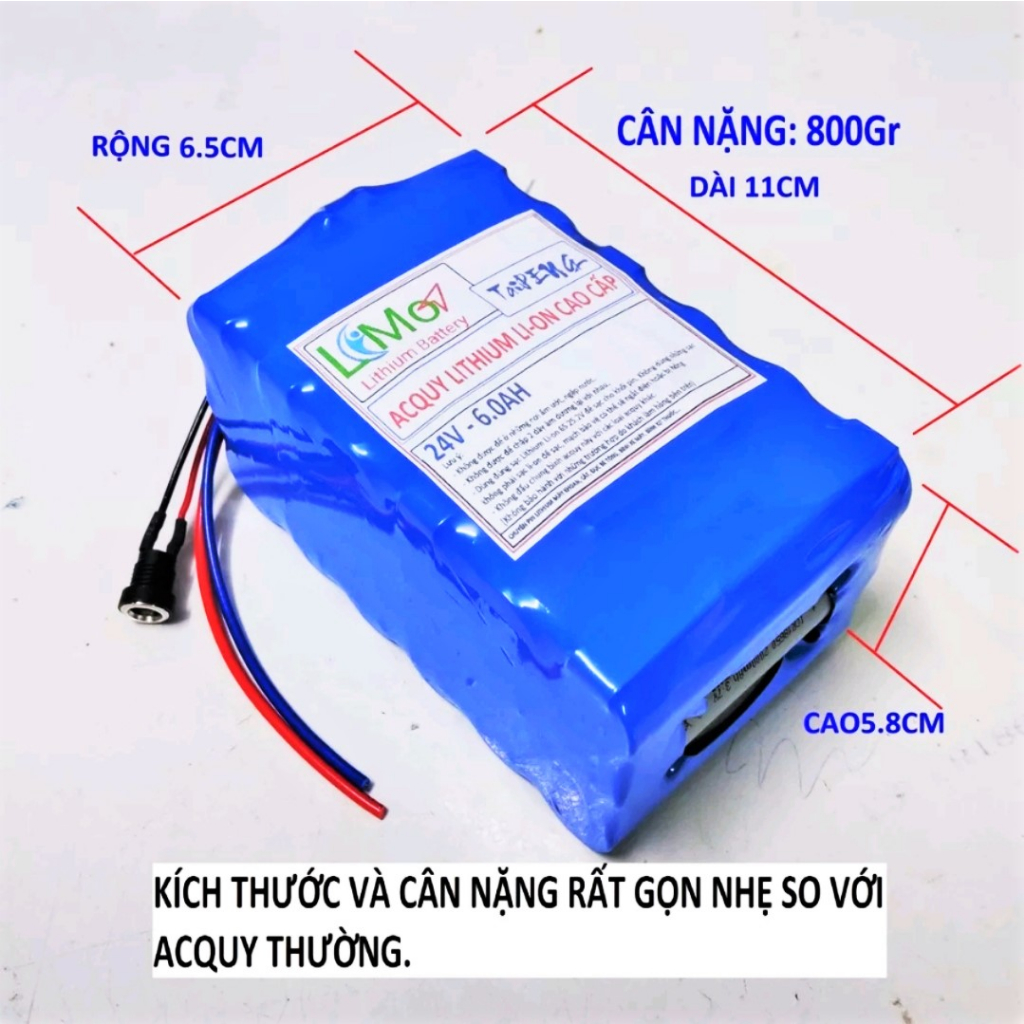 Khối pin 6S 24V 6.0AH. Xả cao 40A. Dùng thay cho acquy xe điện 24V, xe điện trẻ em, Thay bình loa bluetooth..