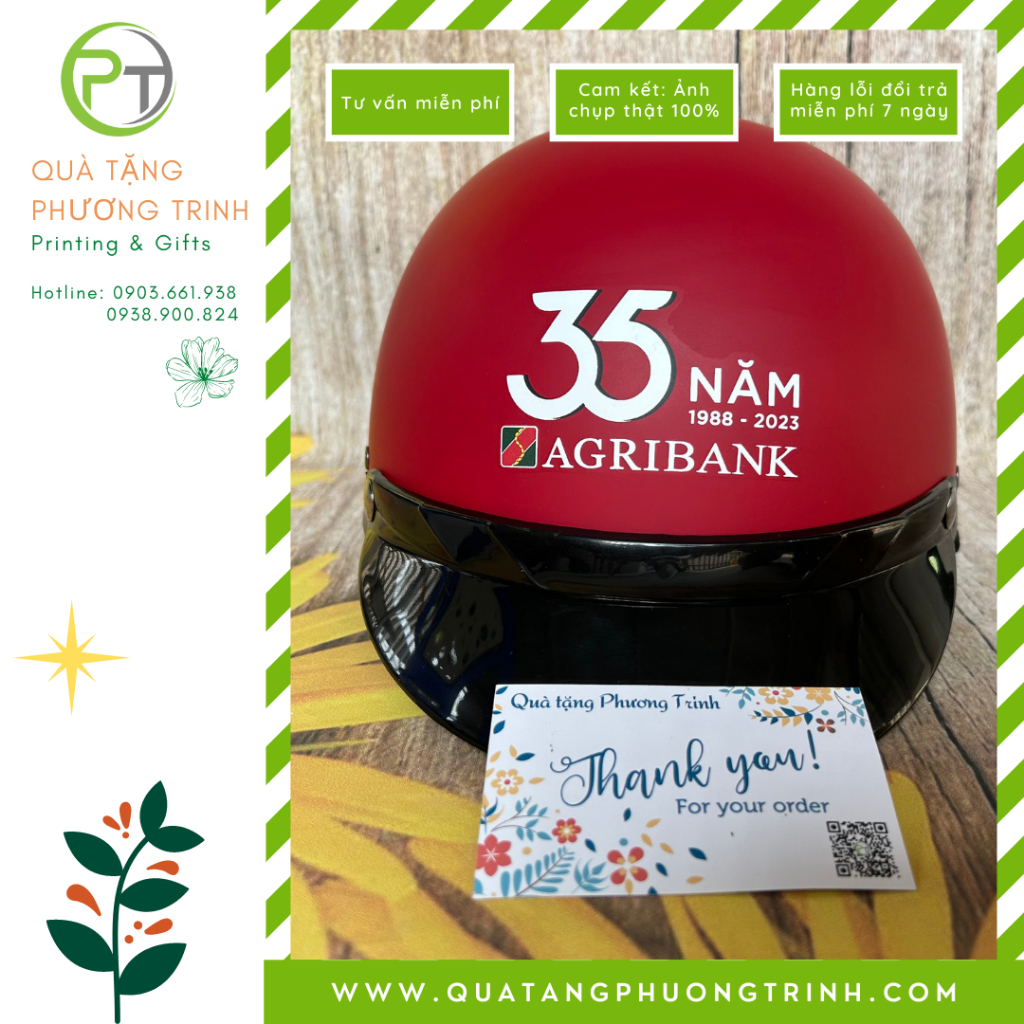 Nón bảo hiểm in logo 35 năm Agribank