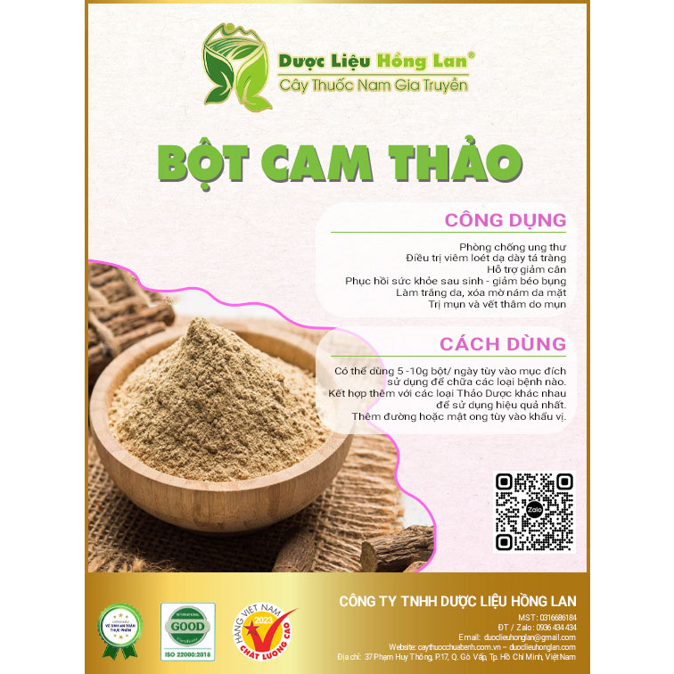 Bột Cam Thảo Bắc loại 1 (không pha chộn tạp chất, đã sao thơm, không chất bảo quản)