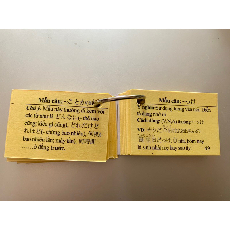 Flashcard ngữ pháp N3 - thẻ học ngữ pháp N3 có ép plastic chống nước