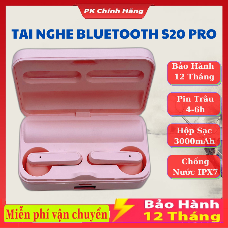 Tai Nghe Không Dây S20 Pro Bluetooth V5.3 - Âm Thanh Hifi 9D Cực Hay Có Micro màn hình LED chống thấm nước,Pin Trâu