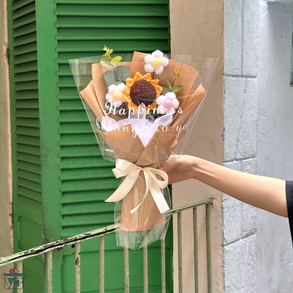 Bó hoa len tặng bạn bè  giá rẻ dễ thương
