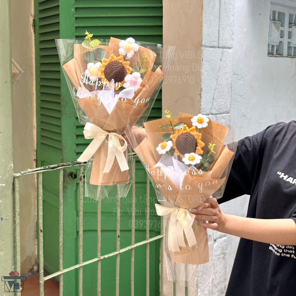 Bó hoa len tặng bạn bè  giá rẻ dễ thương