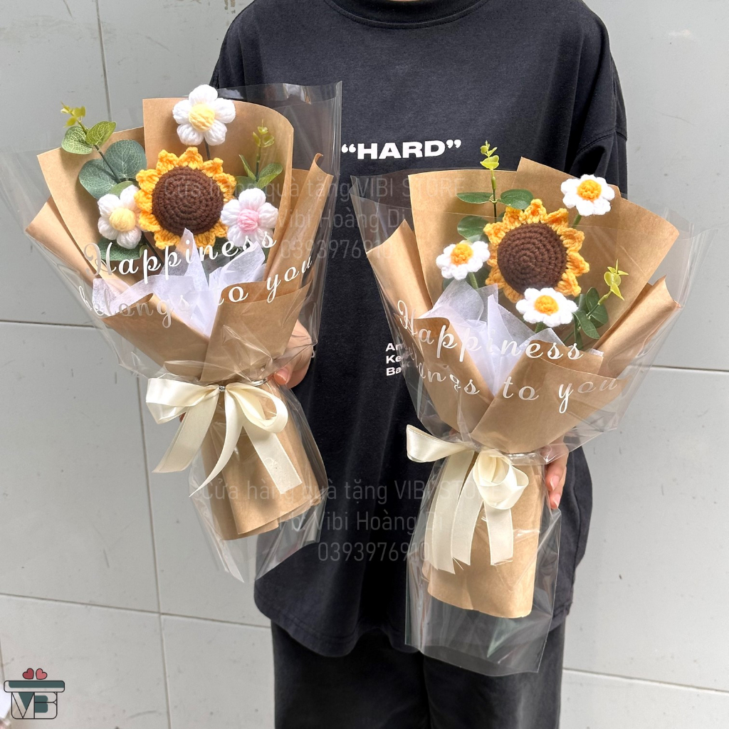 Bó hoa len tặng bạn bè  giá rẻ dễ thương