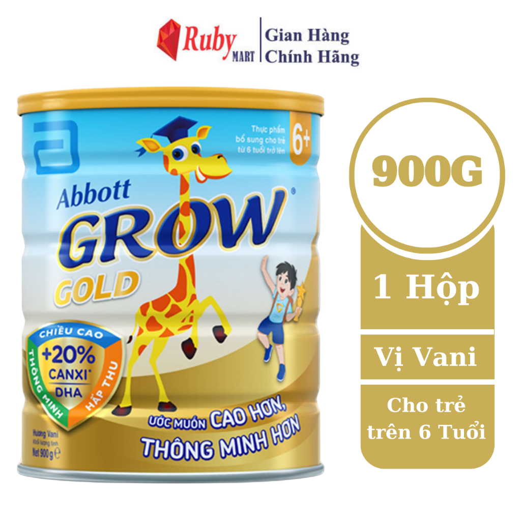 [Date T1/25] Sữa bột Abbott Grow Gold 6+ 900g cho trẻ trên 6 tuổi