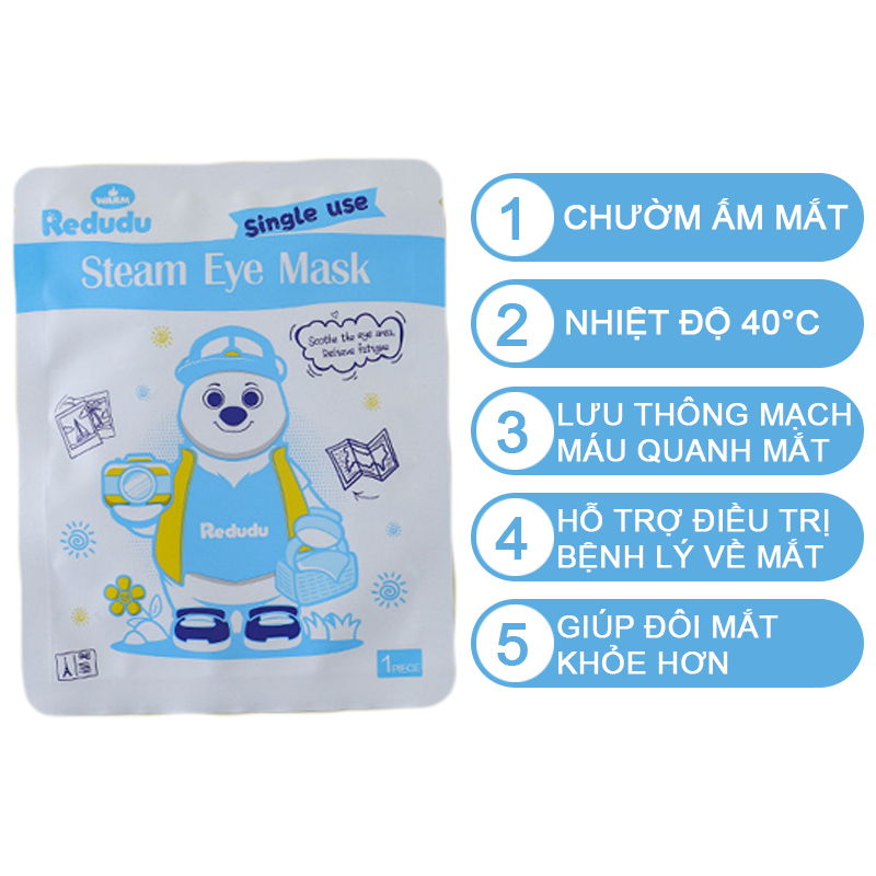 Chườm ấm mắt Redudu - Giảm Mỏi Mắt, Căng Thẳng, Giúp Ngủ Ngon, Lưu Thông Mạch Máu Quanh Mắt