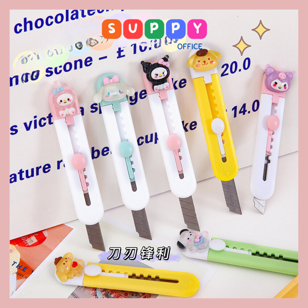 Dao rọc giấy mini Suppy hình dáng cute phô mai que có charm