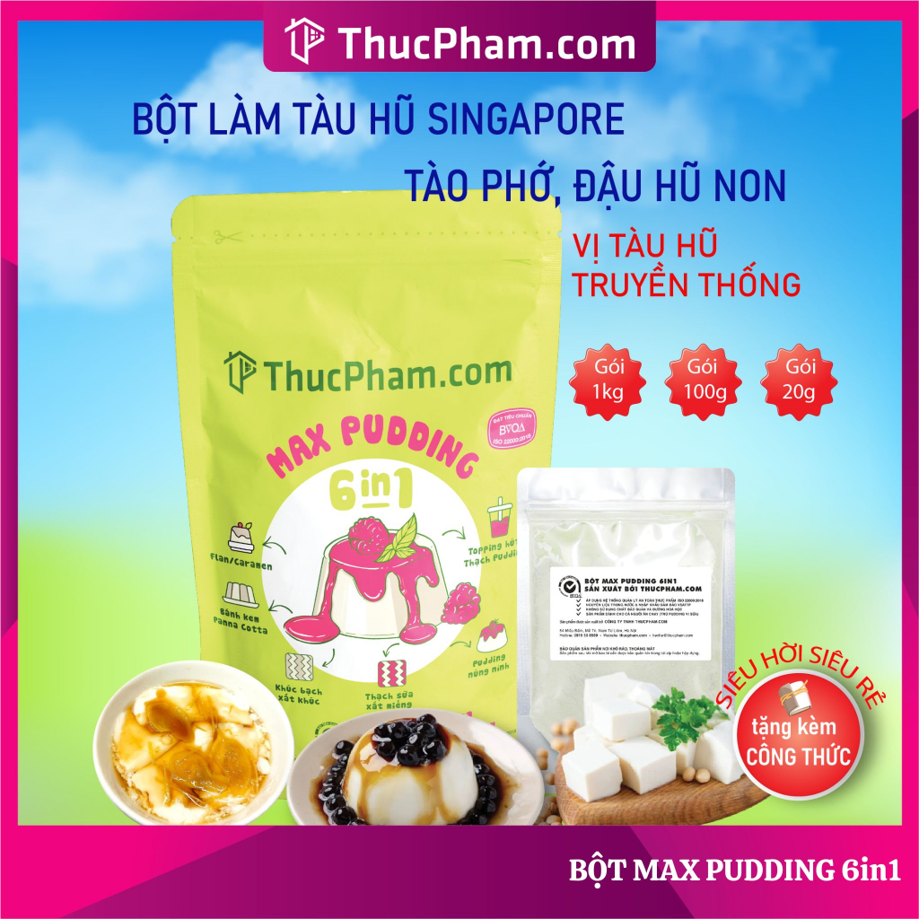 1KG Bột Tàu Hũ ThucPham.Com Làm Thành 12 - 14 KG Soya Pudding / Tào Phớ Vị Truyền Thống, Lá Nếp, Đường Đen