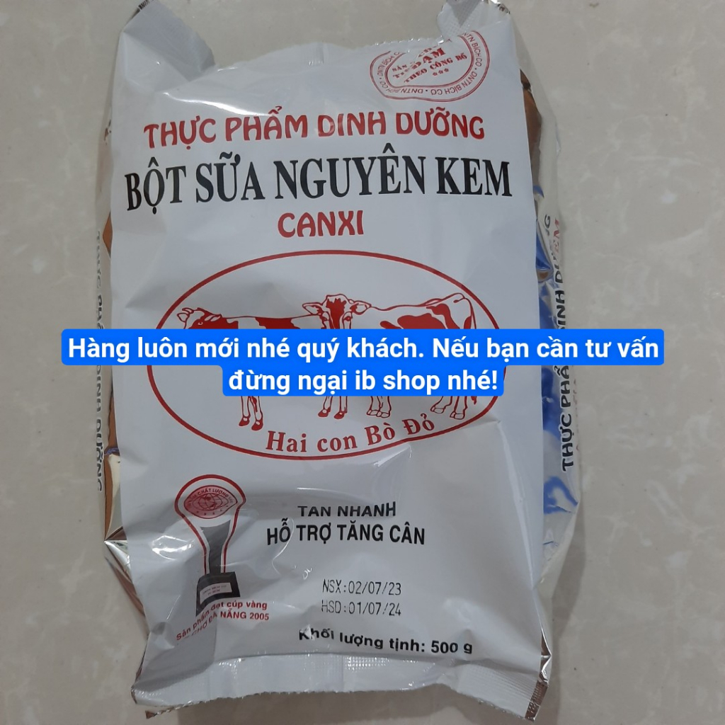 BỘT SỮA NGUYÊN KEM CANXI 500gram - sữa 2 con bò đỏ