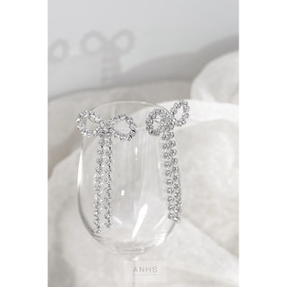 Bông tai nơ đính đá minly | anhs accessories