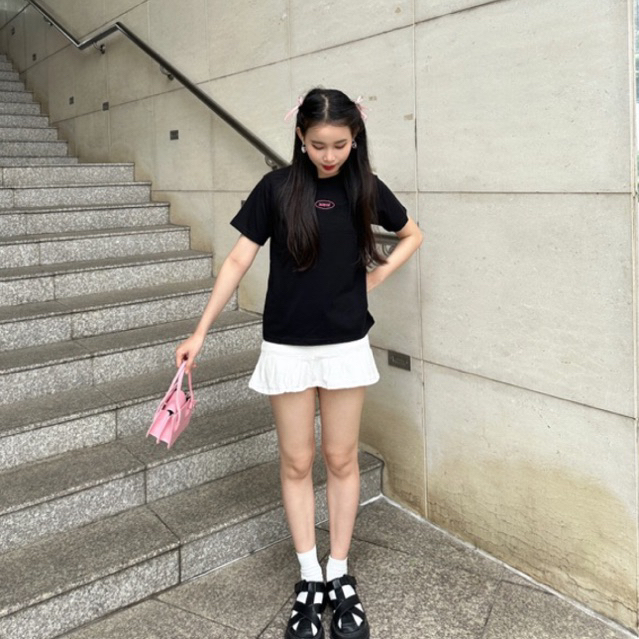 BLACKPINK FULL DEROSE LOGO BABYTEE - Áo Thun Baby tee thêu logo hồng