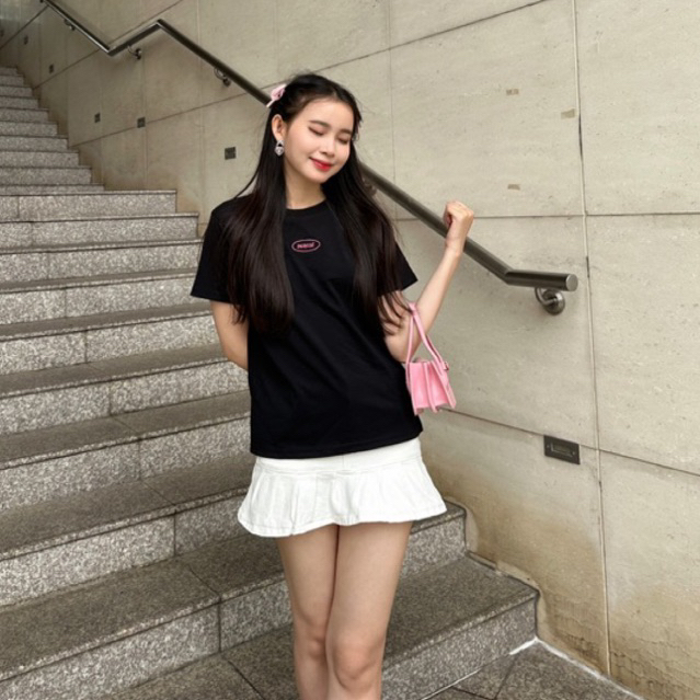 BLACKPINK FULL DEROSE LOGO BABYTEE - Áo Thun Baby tee thêu logo hồng