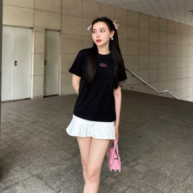 BLACKPINK FULL DEROSE LOGO BABYTEE - Áo Thun Baby tee thêu logo hồng