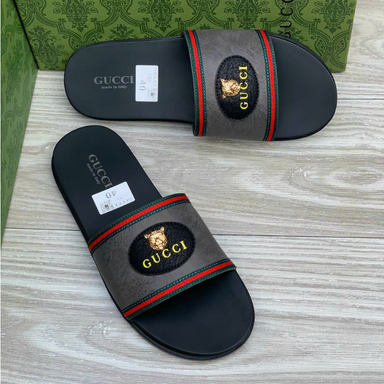 Dép Quai Ngang Nam Dép da G.u.c.c.i Quai Da, Đế 2 lớp Thời Trang Cao Cấp Full Bill Box full size 38-43