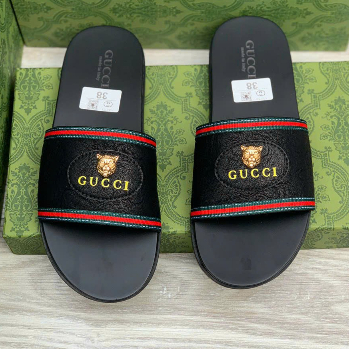 Dép Quai Ngang Nam Dép da G.u.c.c.i Quai Da, Đế 2 lớp Thời Trang Cao Cấp Full Bill Box full size 38-43