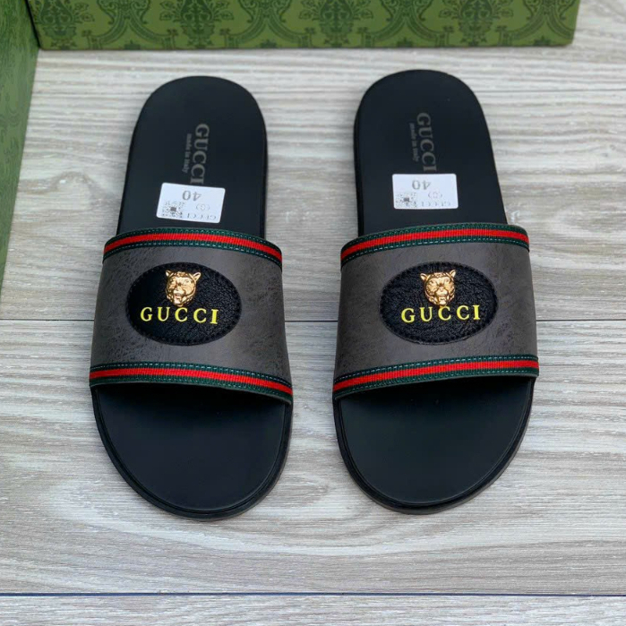 Dép Quai Ngang Nam Dép da G.u.c.c.i Quai Da, Đế 2 lớp Thời Trang Cao Cấp Full Bill Box full size 38-43