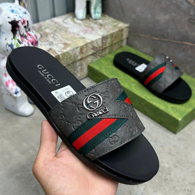 Dép Quai Ngang Nam Dép da G.u.c.c.i Quai Da, Đế 2 lớp Thời Trang Cao Cấp Full Bill Box full size 38-43