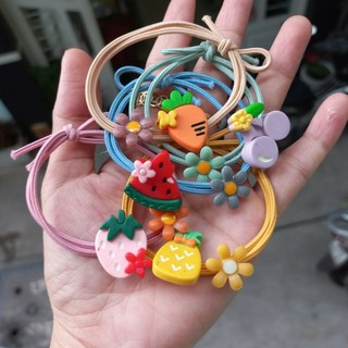 Dây cột tóc trái cây kèm hoa 02 (được chọn màu)