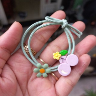 Dây cột tóc trái cây kèm hoa 02 (được chọn màu)