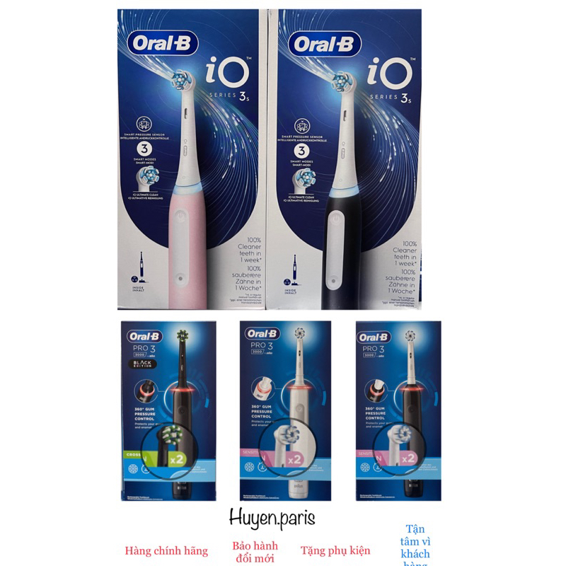 Mẫu mới pro 3 3000, bàn chải điện oral b pro 3 3000 sensi, balck edition