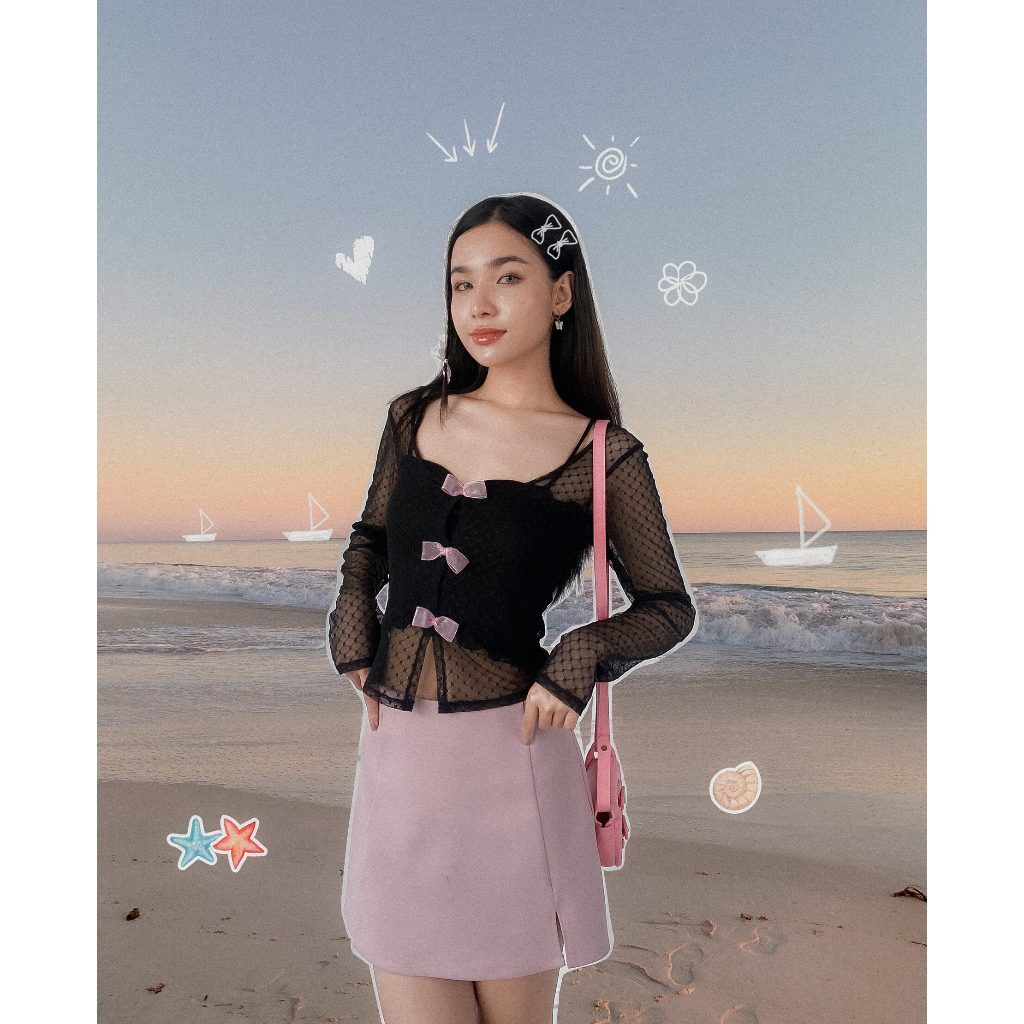 DALLA Chân váy A xẻ đùi 2 bên