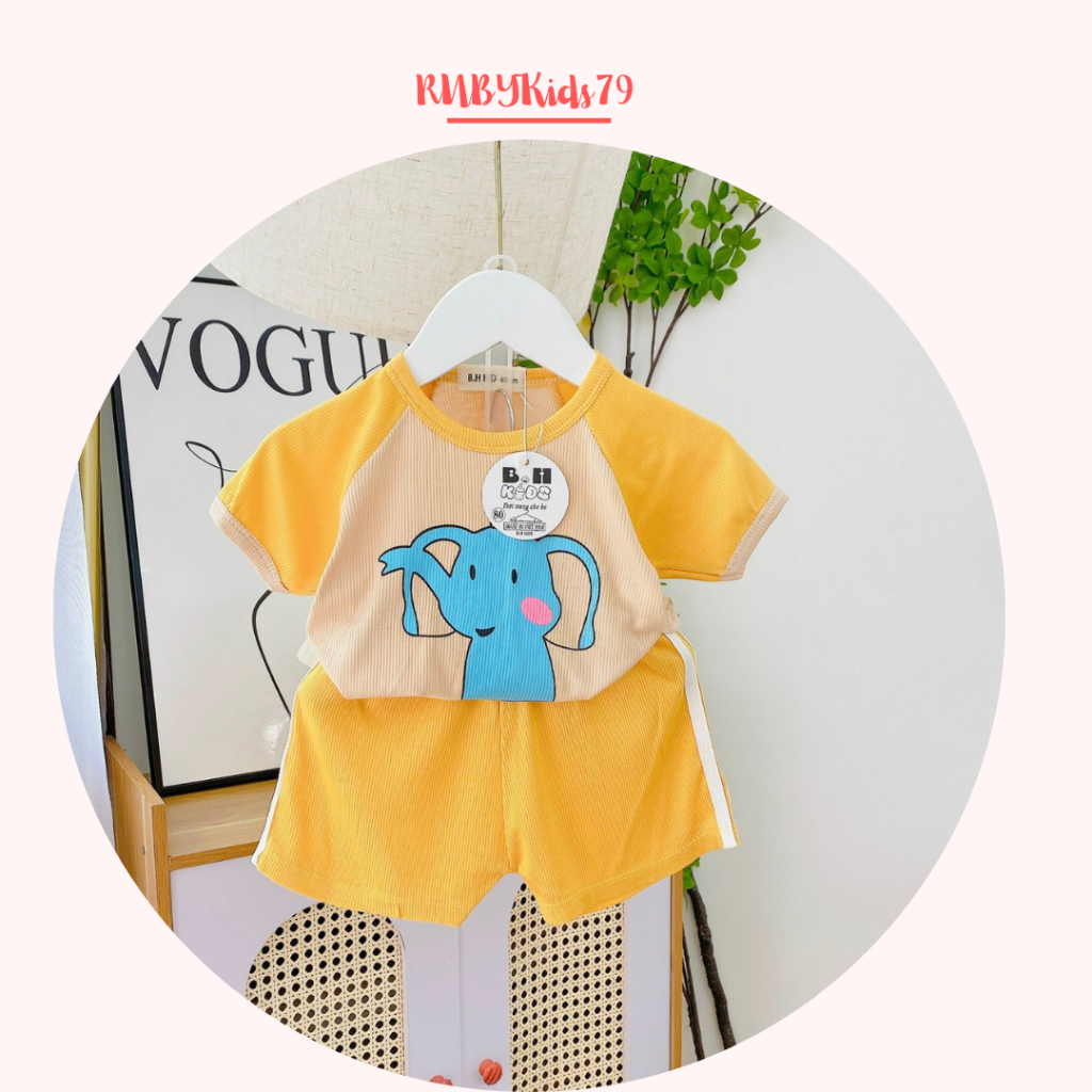Bộ cộc tay bé trai chất vải tăm lạnh họa tiết dễ thương thoáng mát mùa hè - rubykids79